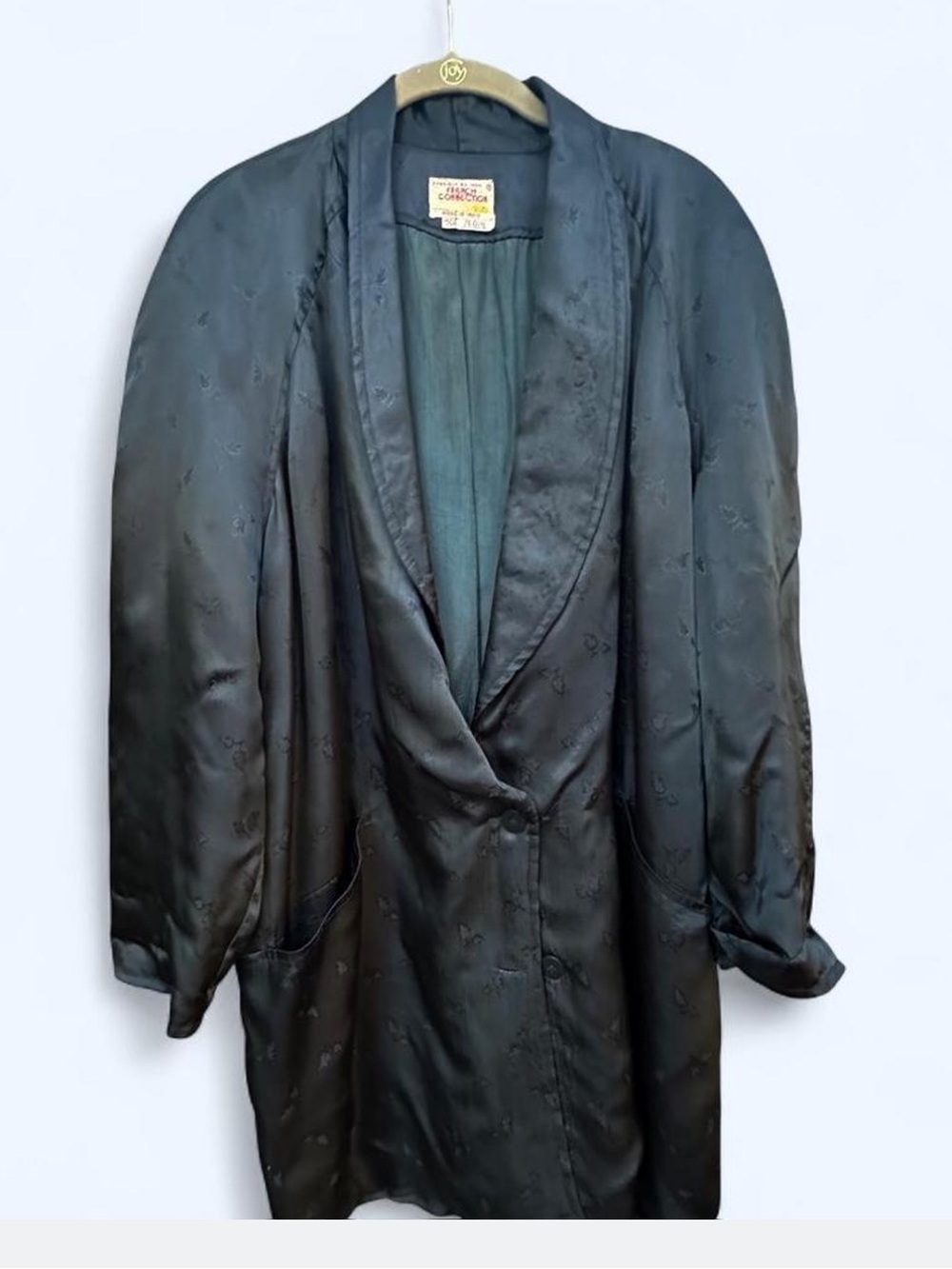 Vtg 70s French Connection Asian Satin jacquard oversized duster jacket M